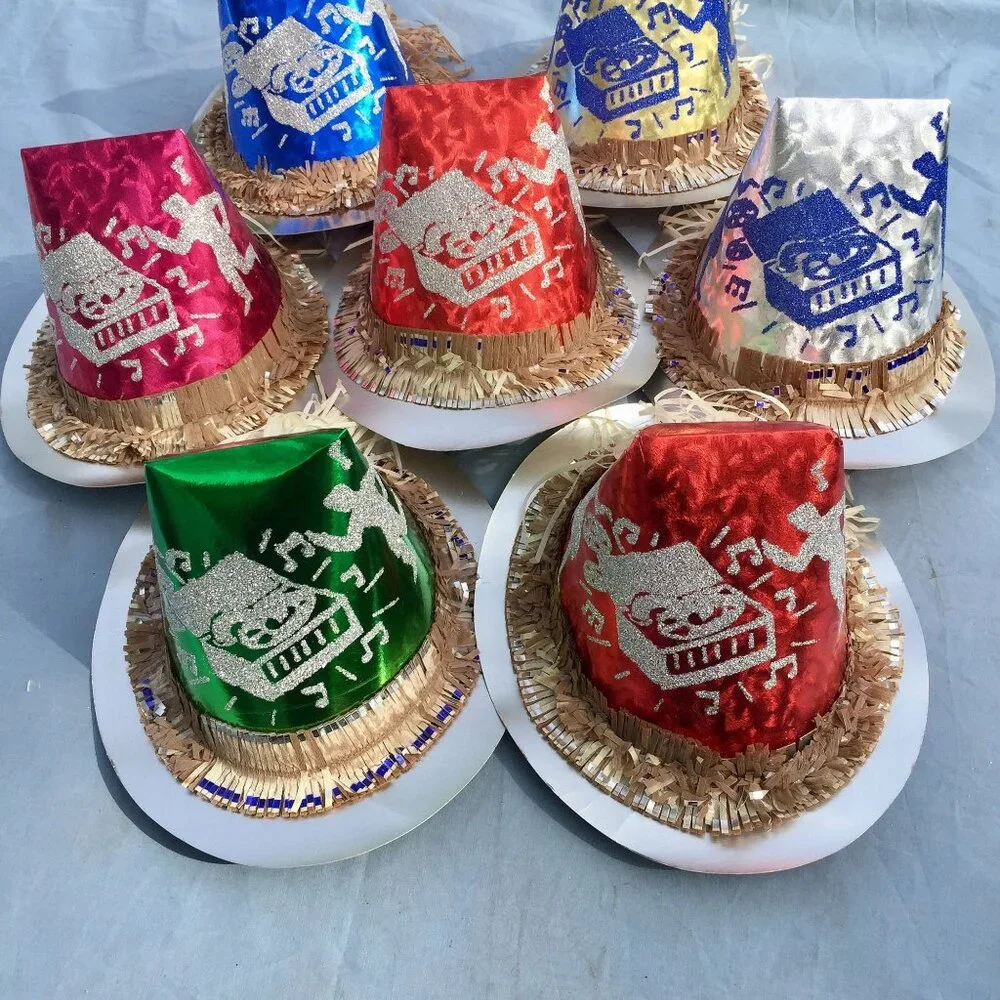 (Pack of 7) 1950s Vintage Party Hats Rock and Roll Theme